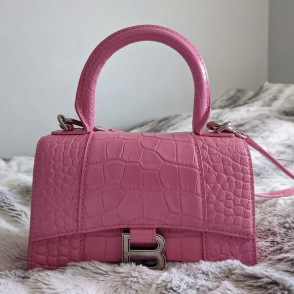 BALENCIAGA HOURGLASS XS HANDBAG CROCODILE EMBOSSED (PINK) - Brand New! <3 - Picture 3 of 9